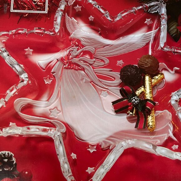 Mikasa Crystal Star-Shaped Angel Design Serving Platter In Box - Picture 3 of 8